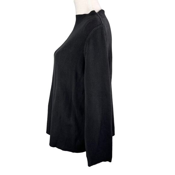 Eileen Fisher Sweater Large Silk Blend Black Beige Contrast Sleeve - Picture 9 of 15